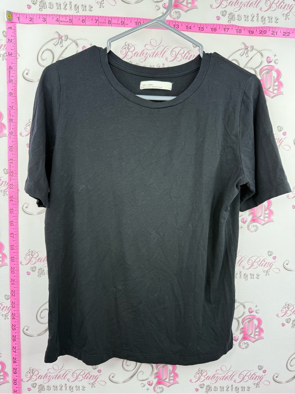 OAK + FORT Black Crew Neck Short Sleeve Tee